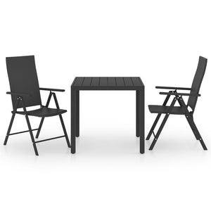 vidaXL 3 Piece Garden Dining Set Black