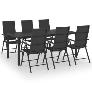 vidaXL 7 Piece Garden Dining Set Black