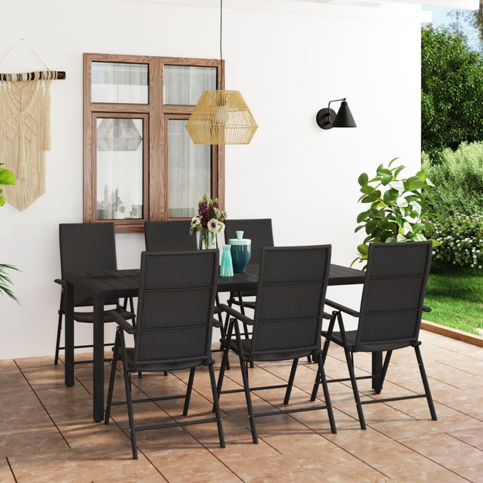 vidaXL 7 Piece Garden Dining Set Black