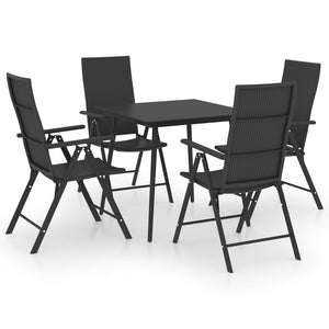 vidaXL 5 Piece Garden Dining Set Black