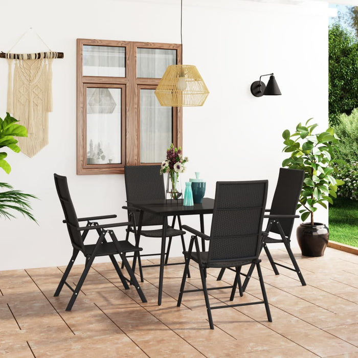 vidaXL 5 Piece Garden Dining Set Black