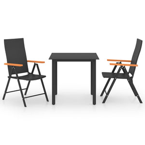 vidaXL 3 Piece Garden Dining Set Black and Brown