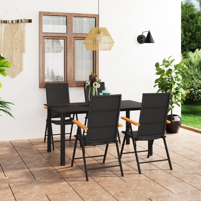 vidaXL 5 Piece Garden Dining Set Black and Brown