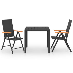 vidaXL 3 Piece Garden Dining Set Black and Brown