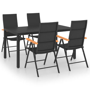 vidaXL 5 Piece Garden Dining Set Black and Brown