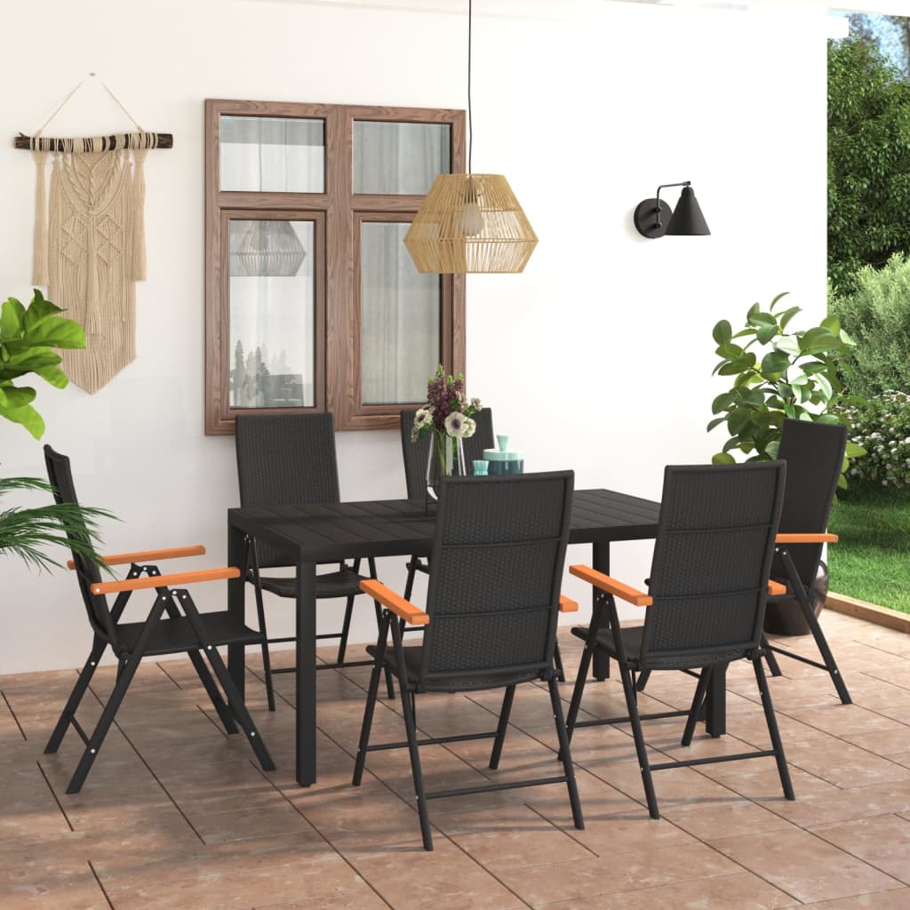 vidaXL 7 Piece Garden Dining Set Black and Brown