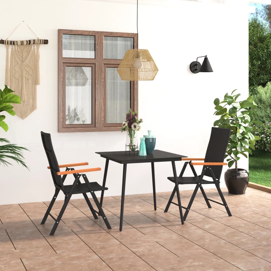 vidaXL 3 Piece Garden Dining Set Black and Brown