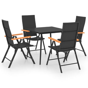 vidaXL 5 Piece Garden Dining Set Black and Brown