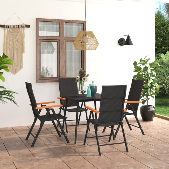 vidaXL 5 Piece Garden Dining Set Black and Brown