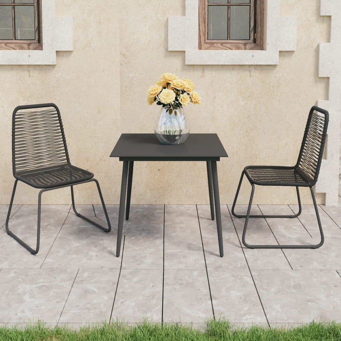 vidaXL 3 Piece Garden Dining Set PVC Rattan Black