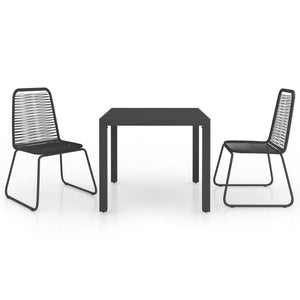 vidaXL 3 Piece Garden Dining Set PVC Rattan Black