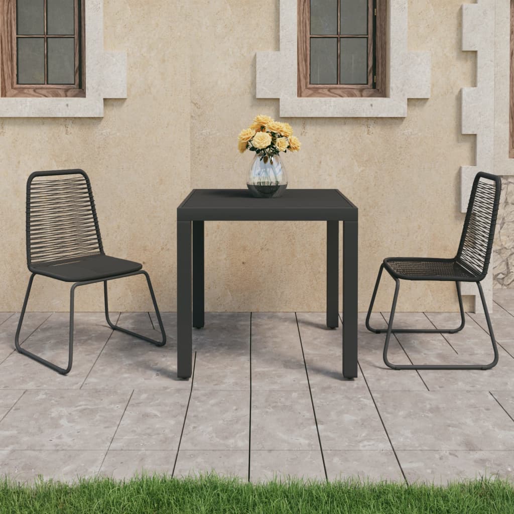 vidaXL 3 Piece Garden Dining Set PVC Rattan Black