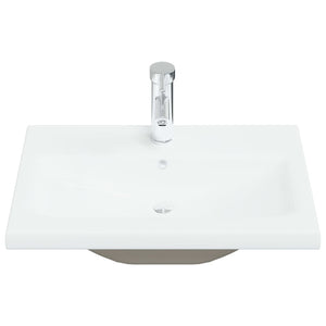 vidaXL Built-in Basin with Faucet 61x39x18 cm Ceramic White