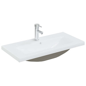 vidaXL Built-in Basin with Faucet 81x39x18 cm Ceramic White