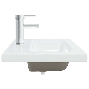 vidaXL Built-in Basin with Faucet 101x39x18 cm Ceramic White