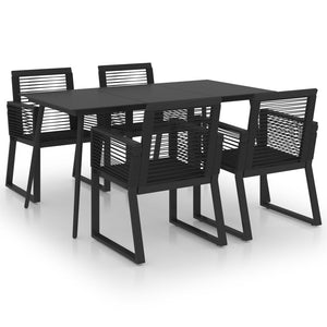 vidaXL 5 Piece Outdoor Dining Set PVC Rattan Black