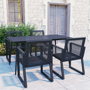 vidaXL 5 Piece Outdoor Dining Set PVC Rattan Black