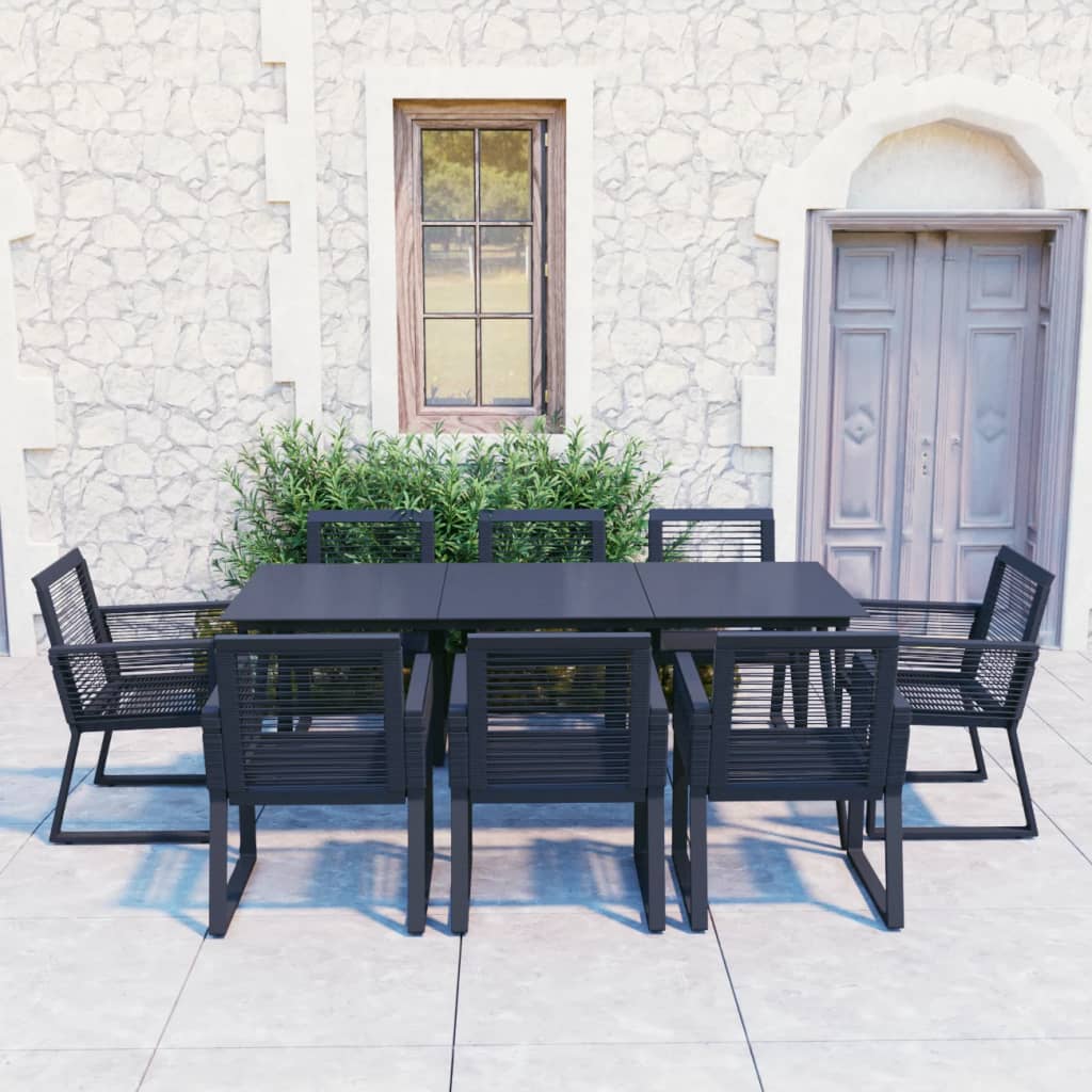 vidaXL 9 Piece Outdoor Dining Set PVC Rattan Black