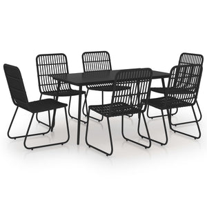 vidaXL 7 Piece Outdoor Dining Set Poly Rattan and Glass