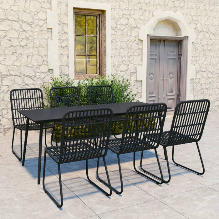 vidaXL 7 Piece Outdoor Dining Set Poly Rattan and Glass