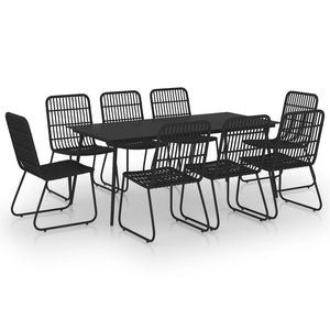 vidaXL 9 Piece Outdoor Dining Set Poly Rattan and Glass