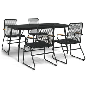 vidaXL 5 Piece Garden Dining Set Black PVC Rattan