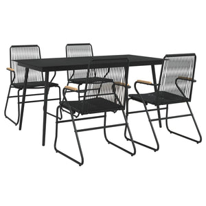 vidaXL 5 Piece Garden Dining Set Black PVC Rattan