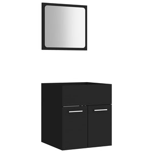 vidaXL 2 Piece Bathroom Furniture Set Black Engineered Wood