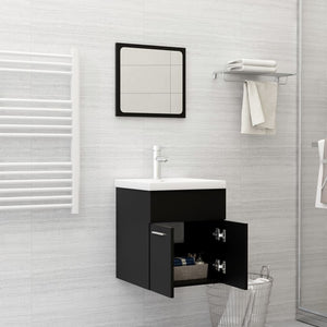 vidaXL 2 Piece Bathroom Furniture Set Black Engineered Wood