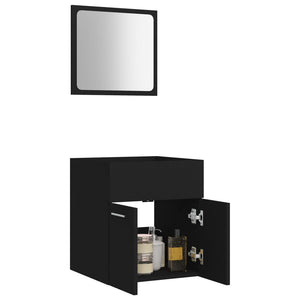 vidaXL 2 Piece Bathroom Furniture Set Black Engineered Wood