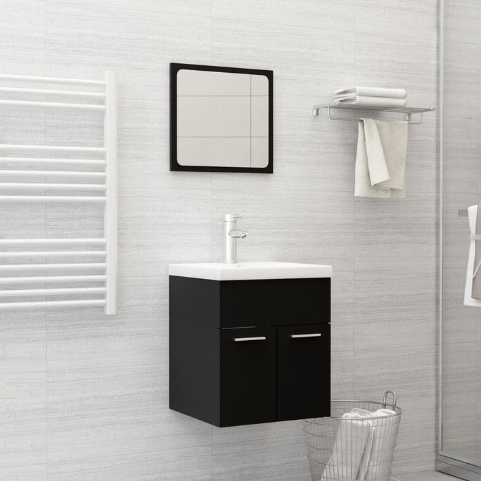 vidaXL 2 Piece Bathroom Furniture Set Black Engineered Wood