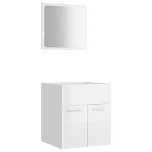 vidaXL 2 Piece Bathroom Furniture Set High Gloss White Engineered Wood