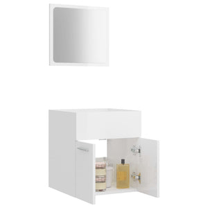 vidaXL 2 Piece Bathroom Furniture Set High Gloss White Engineered Wood