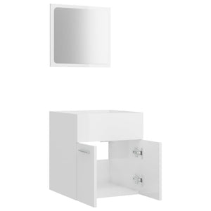 vidaXL 2 Piece Bathroom Furniture Set High Gloss White Engineered Wood