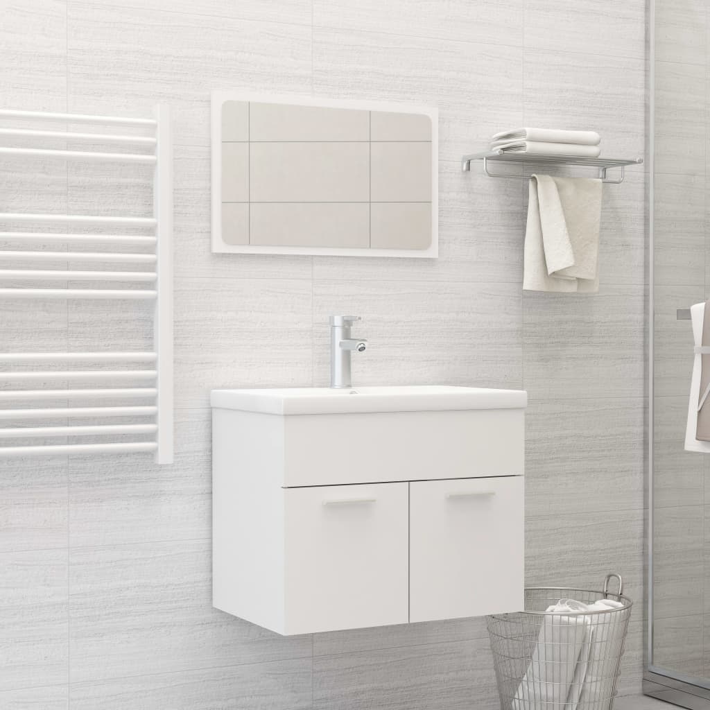 vidaXL 2 Piece Bathroom Furniture Set White Engineered Wood