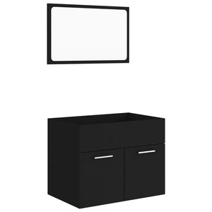 vidaXL 2 Piece Bathroom Furniture Set Black Engineered Wood