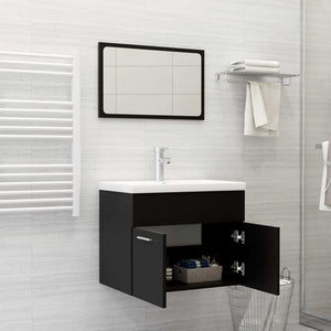 vidaXL 2 Piece Bathroom Furniture Set Black Engineered Wood