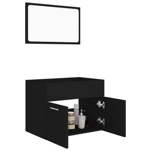 vidaXL 2 Piece Bathroom Furniture Set Black Engineered Wood