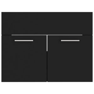 vidaXL 2 Piece Bathroom Furniture Set Black Engineered Wood