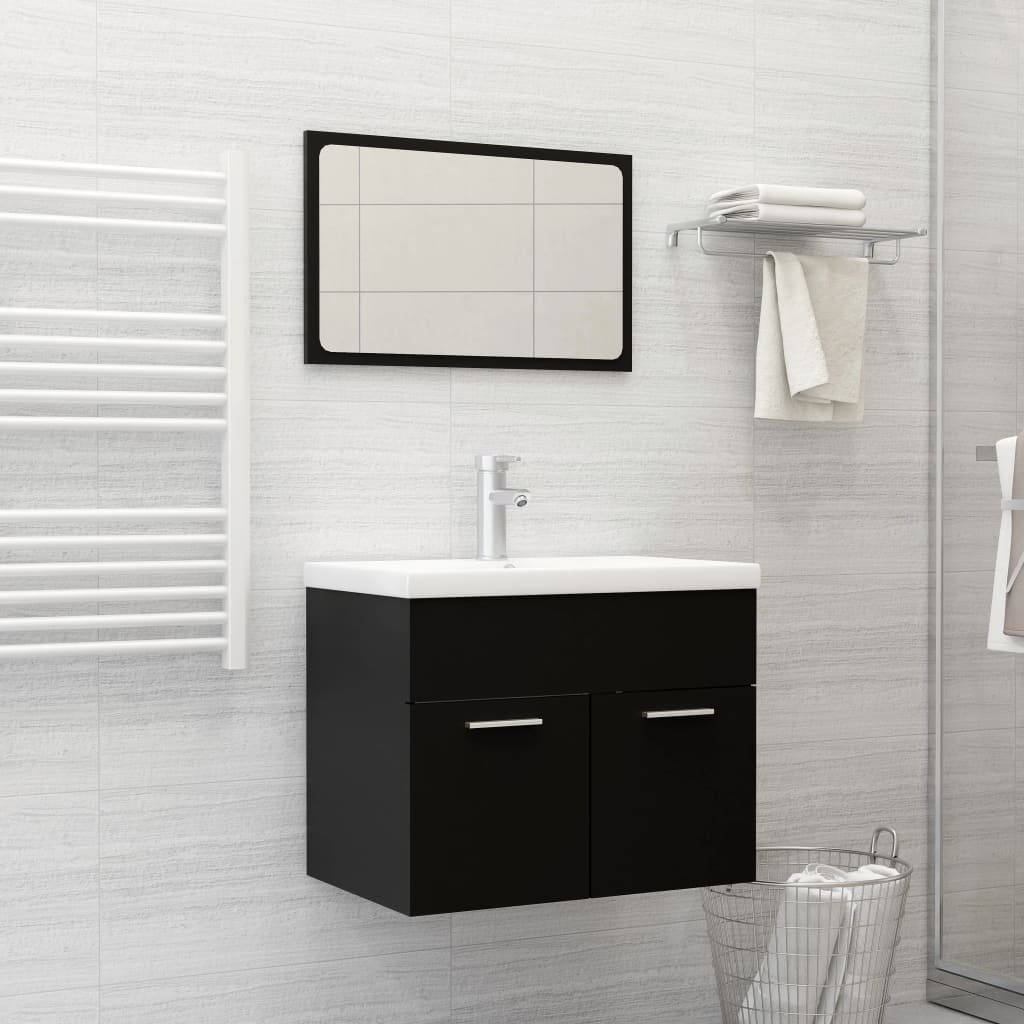 vidaXL 2 Piece Bathroom Furniture Set Black Engineered Wood