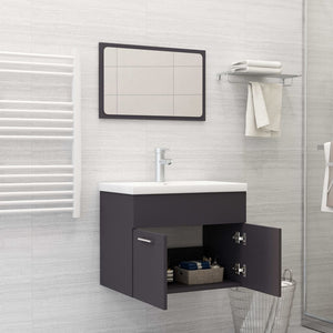 vidaXL 2 Piece Bathroom Furniture Set Grey Engineered Wood