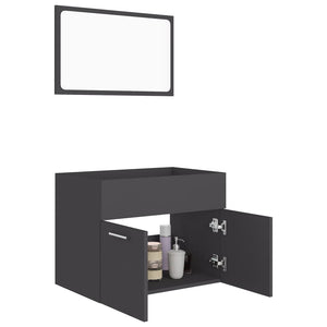 vidaXL 2 Piece Bathroom Furniture Set Grey Engineered Wood