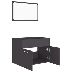 vidaXL 2 Piece Bathroom Furniture Set Grey Engineered Wood