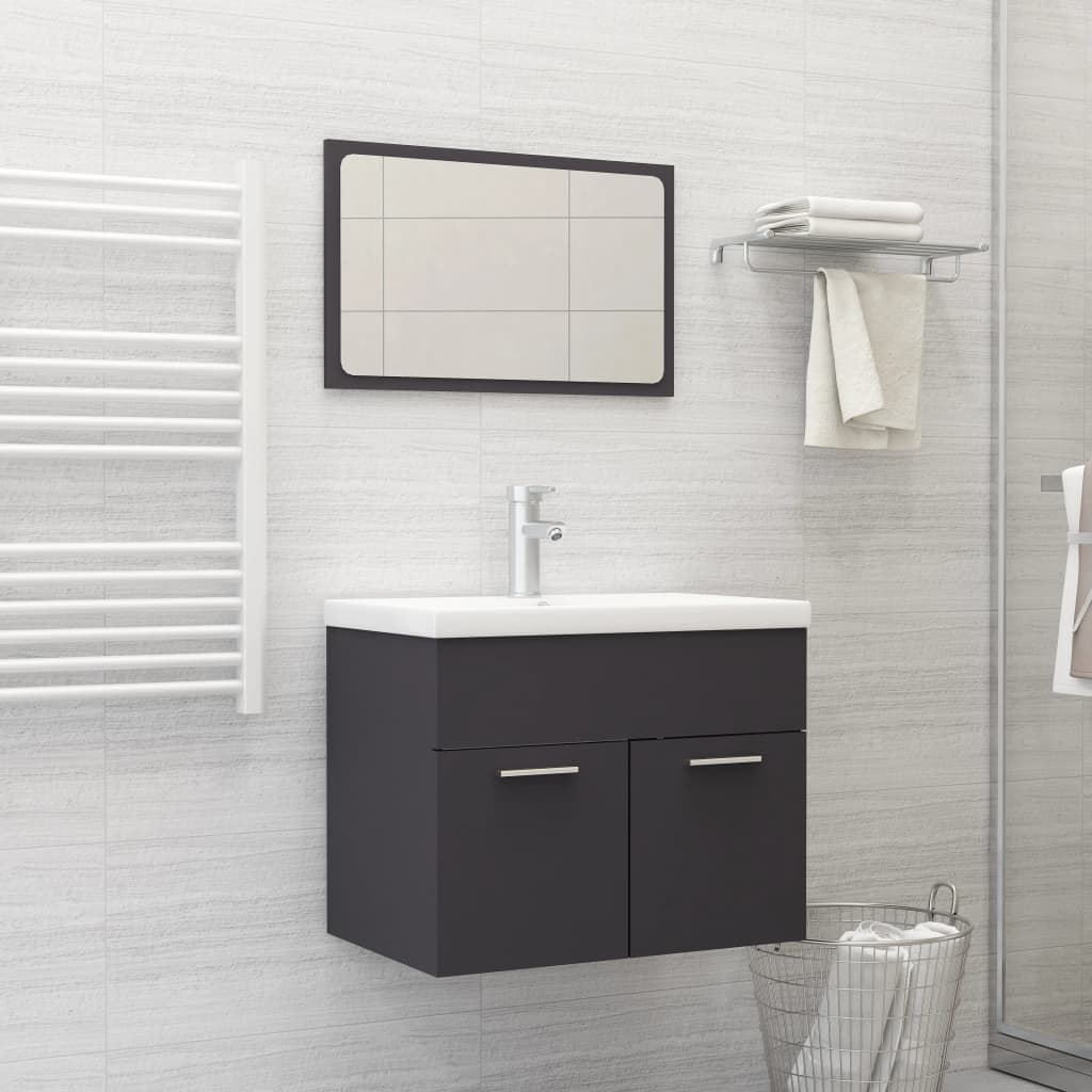 vidaXL 2 Piece Bathroom Furniture Set Grey Engineered Wood