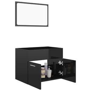 vidaXL 2 Piece Bathroom Furniture Set High Gloss Black Engineered Wood