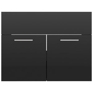 vidaXL 2 Piece Bathroom Furniture Set High Gloss Black Engineered Wood