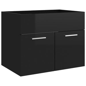 vidaXL 2 Piece Bathroom Furniture Set High Gloss Black Engineered Wood