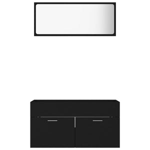 vidaXL 2 Piece Bathroom Furniture Set Black Engineered Wood