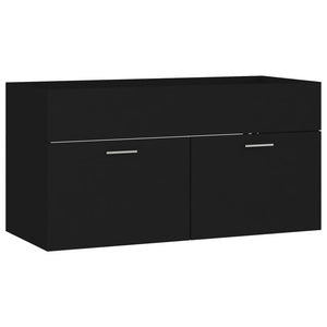 vidaXL 2 Piece Bathroom Furniture Set Black Engineered Wood