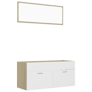 vidaXL 2 Piece Bathroom Furniture Set White and Sonoma Oak Engineered Wood